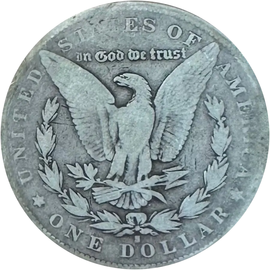 1893-S Morgan dollar reverse: eagle inside a wreath