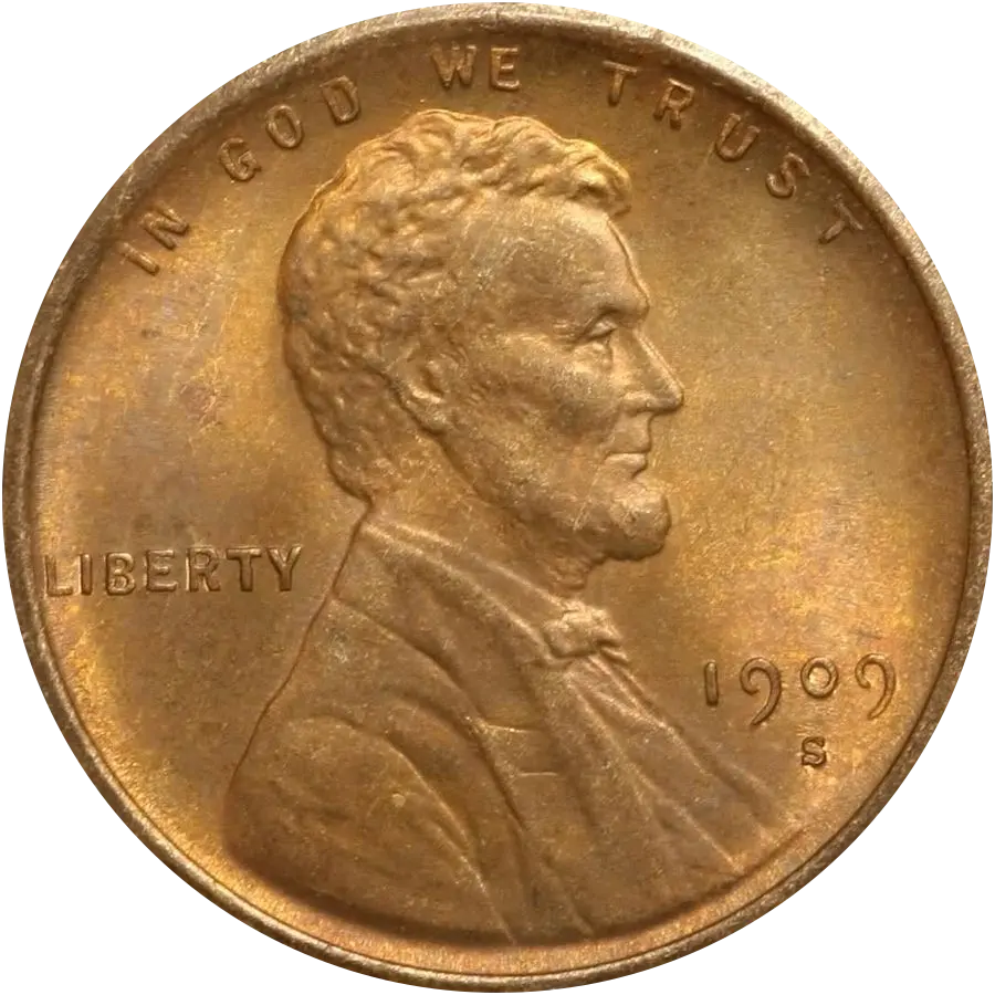 1909-S VDB Lincoln cent obverse with the S mint mark below the date