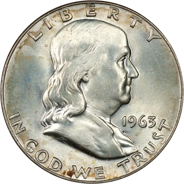 Franklin half dollar obverse: Benjamin Franklin facing right
