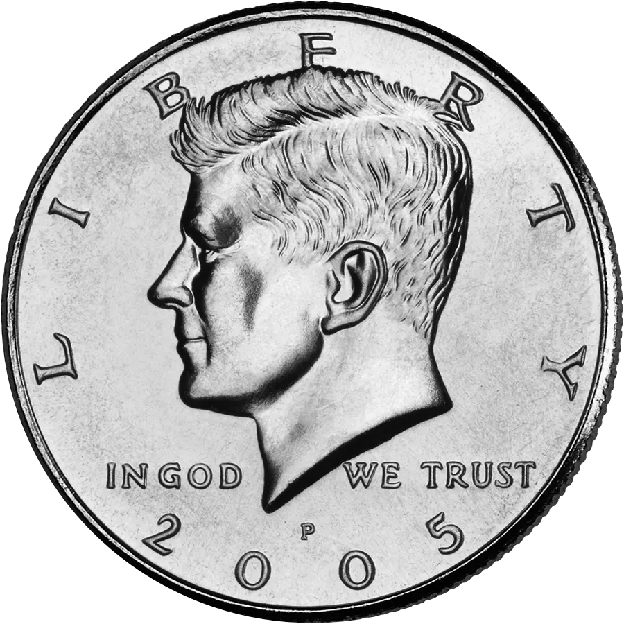 Kennedy half dollar obverse: John F. Kennedy facing left