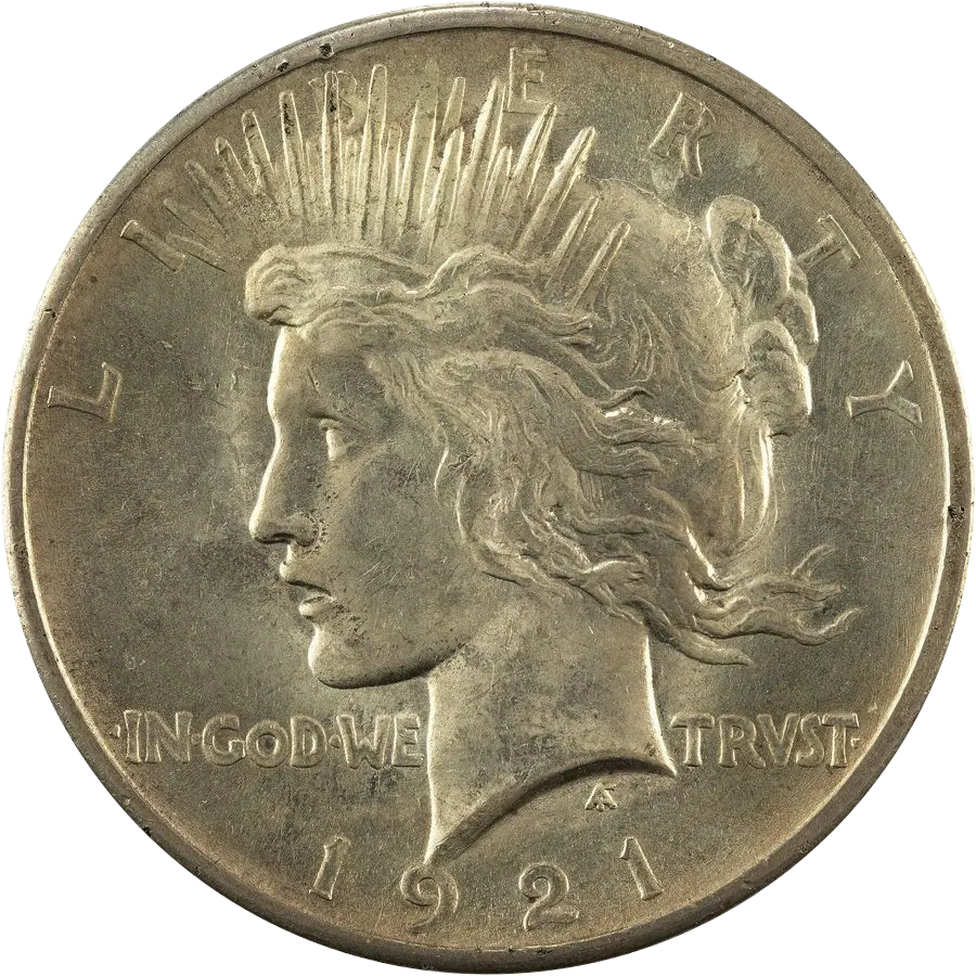 Peace dollar obverse: Liberty with a radiate crown