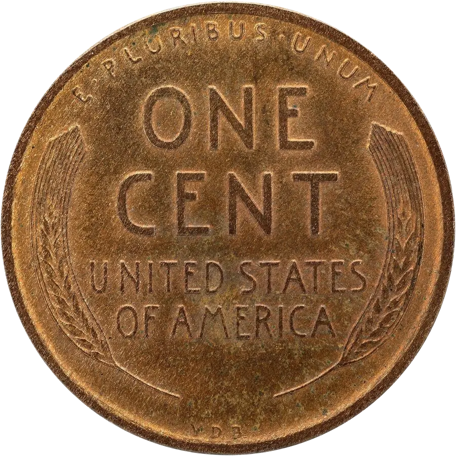 Lincoln wheat cent reverse: ONE CENT between two wheat ears